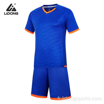 Jersey de football bon marché uniformes bleus pour hommes